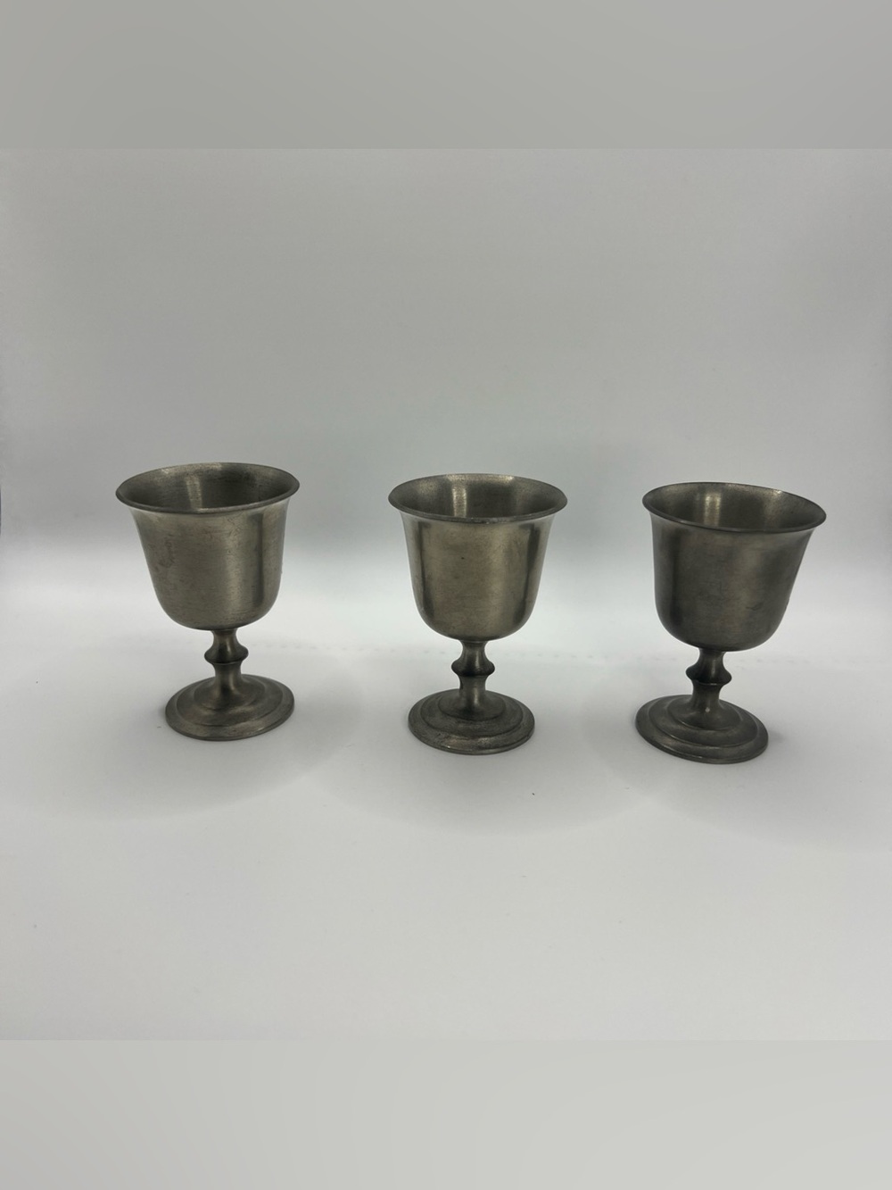 Vintage Connecticut House of Pewter Miniature Cordial Shot Goblets Set of 3